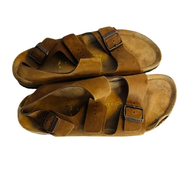 Mens Birkenstocks Milano Suede Leather Sandals Comfort‎ Slides Brown EU 44