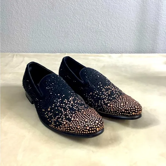 Men’s Dress Shoes Bolzano Onyx Rose Gold Rhinestone Shoes Size: 10.5