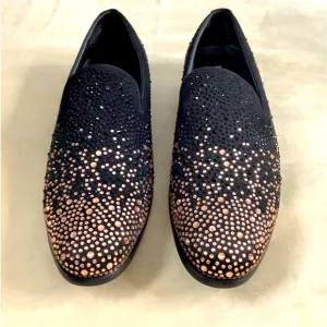 Men’s Dress Shoes Bolzano Onyx Rose Gold Rhinestone Shoes Size: 10.5