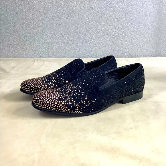 Men’s Dress Shoes Bolzano Onyx Rose Gold Rhinestone Shoes Size: 10.5