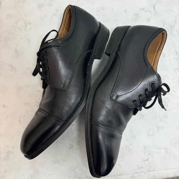 Men's Florsheim Midtown Cap Toe Leather Oxford Dress Shoes Size 10.5 Black