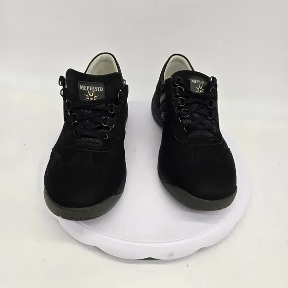 Mephisto Shoes Women 7 B Runoff Leather Walking Sneakers Black