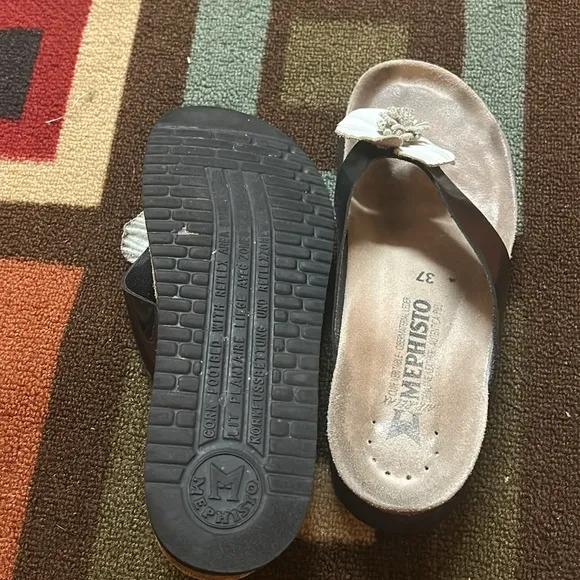 Mephisto Women's Black Sandals with Floral Accent