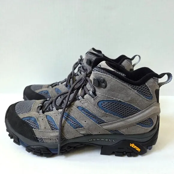 Merrell Boots Mens 10 Moab 2 Gray Blue Mid Ventilator Hiking Vibram J42485