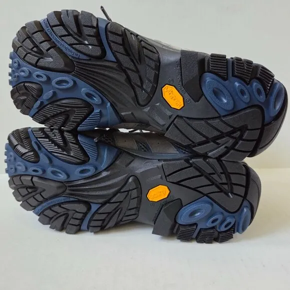 Merrell Boots Mens 10 Moab 2 Gray Blue Mid Ventilator Hiking Vibram J42485