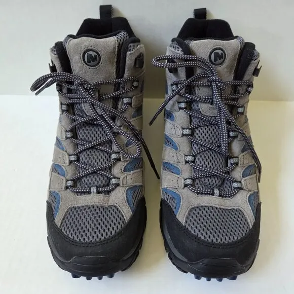 Merrell Boots Mens 10 Moab 2 Gray Blue Mid Ventilator Hiking Vibram J42485