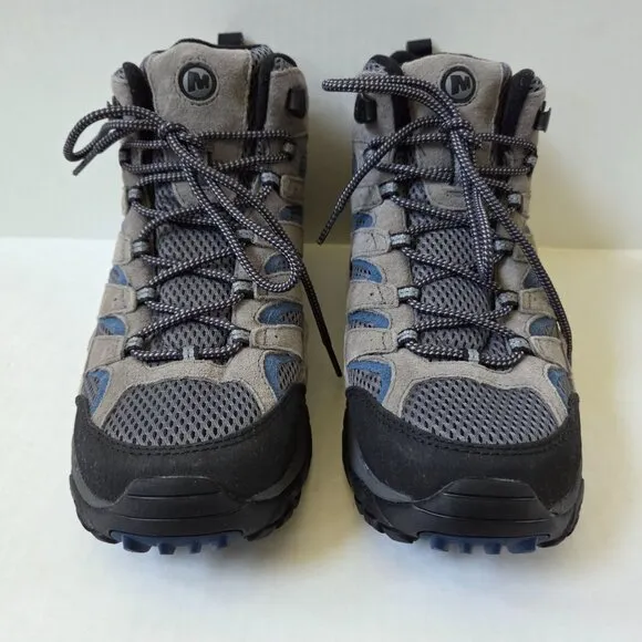 Merrell Boots Mens 10 Moab 2 Gray Blue Mid Ventilator Hiking Vibram J42485