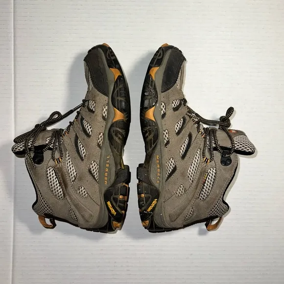 Merrell Boots Mens Size 7.5 Performance Footwear Walnut Vibram Sole Hiking Camp