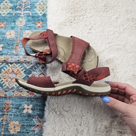 Merrell Women US 6 Sandals Hibiscus Port Slingback Red Comfort Walking Shoes
