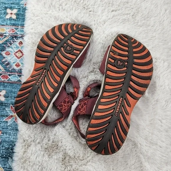 Merrell Women US 6 Sandals Hibiscus Port Slingback Red Comfort Walking Shoes