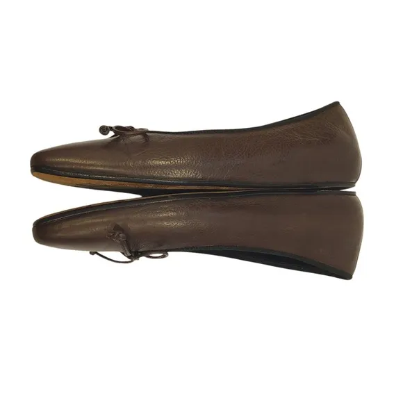 M.Gemi The Danza Flats Leather Brown Ballet Shoes Hidden Wedge 36 EU 6 US Italy