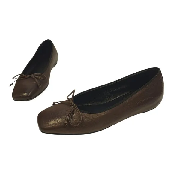 M.Gemi The Danza Flats Leather Brown Ballet Shoes Hidden Wedge 36 EU 6 US Italy