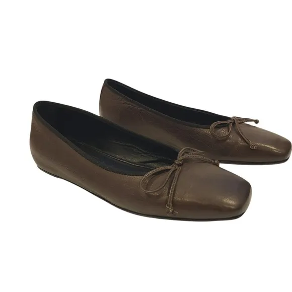 M.Gemi The Danza Flats Leather Brown Ballet Shoes Hidden Wedge 36 EU 6 US Italy