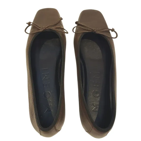M.Gemi The Danza Flats Leather Brown Ballet Shoes Hidden Wedge 36 EU 6 US Italy