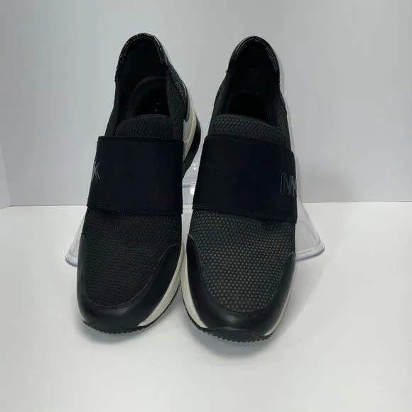 Michael Kors Felix Slip On Sneakers Black Glitter Mesh Athletic‎ Fashion Comfort