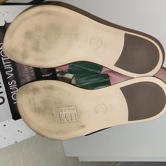 Micheal Kors Green And Gold Sandals, Sz 7.5
