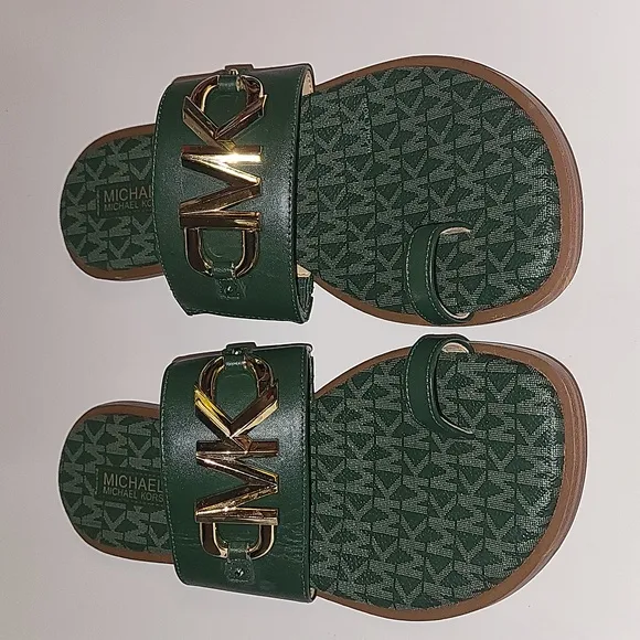 Micheal Kors Green And Gold Sandals, Sz 7.5