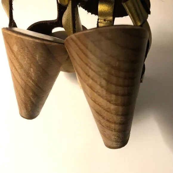 MTNG metallic wooden clogs