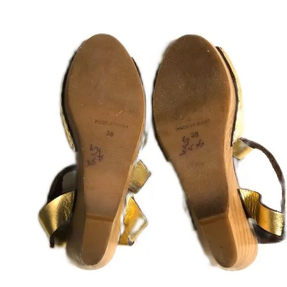 MTNG metallic wooden clogs