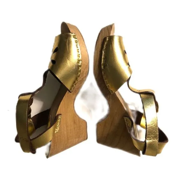 MTNG metallic wooden clogs