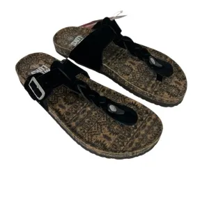 Muk Luks Women’s Sandals Sz 8 Jet Black Genuine Suede Upper Molded Footbed