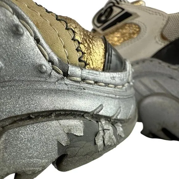 Nº21 Billy Silver Gold Leather Low Top Lace Up Athletic Sneakers Shoes 39.5 US 9