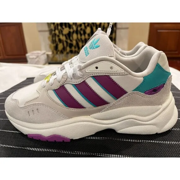 NEW Adidas Retropy F90 Mens Sneakers Size 9 Off White/Aluminium/Sonic Fuchsia