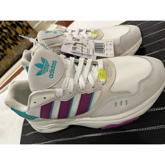 NEW Adidas Retropy F90 Mens Sneakers Size 9 Off White/Aluminium/Sonic Fuchsia
