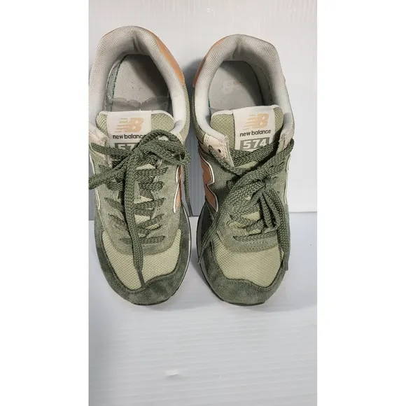 New Balance 574 Sneakers Olive Green Suede Casual Walking Shoes