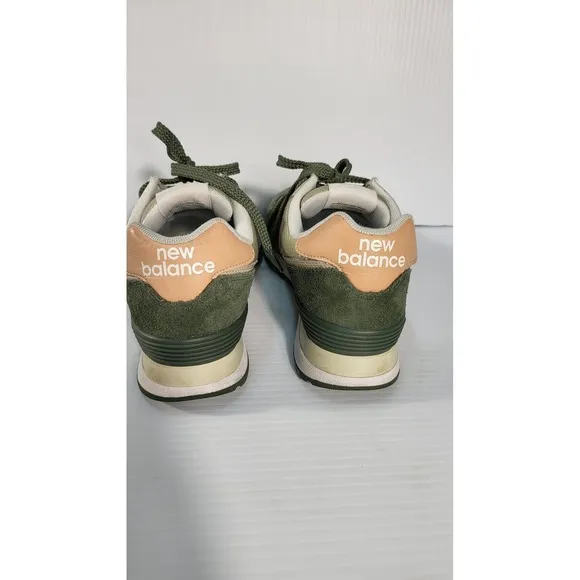 New Balance 574 Sneakers Olive Green Suede Casual Walking Shoes