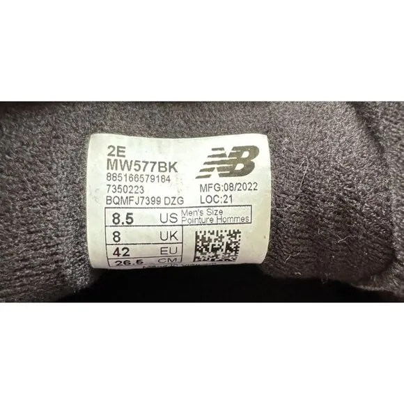 New Balance 577 Black Lace Up Walking Sneakers Shoes MW577BK Men's 8.5 Wide 2E