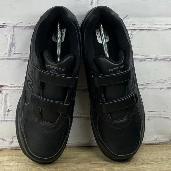 New Balance 577 Black Walking Shoes Men's 13 Wide 4E Hook Loop Sneakers MW577VK