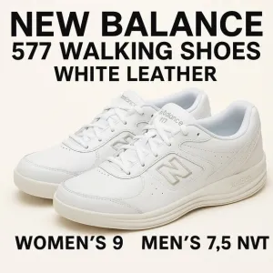 New Balance 577 Walking Shoes White Leather WW577WT Women's 9 Men's 7.5