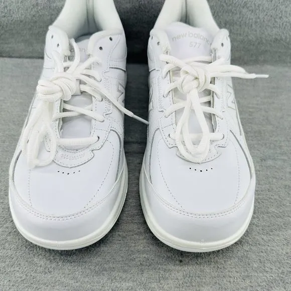 NEW BALANCE 577- WW577WT White Leather Comfort Walking Shoes SIZE 9 (B10)