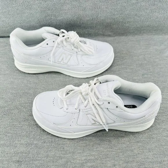 NEW BALANCE 577- WW577WT White Leather Comfort Walking Shoes SIZE 9 (B10)
