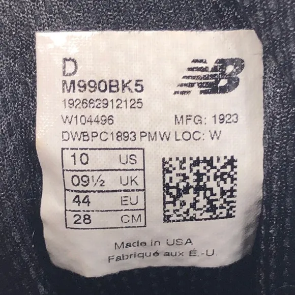 New Balance 990v5 Running Shoes 10D