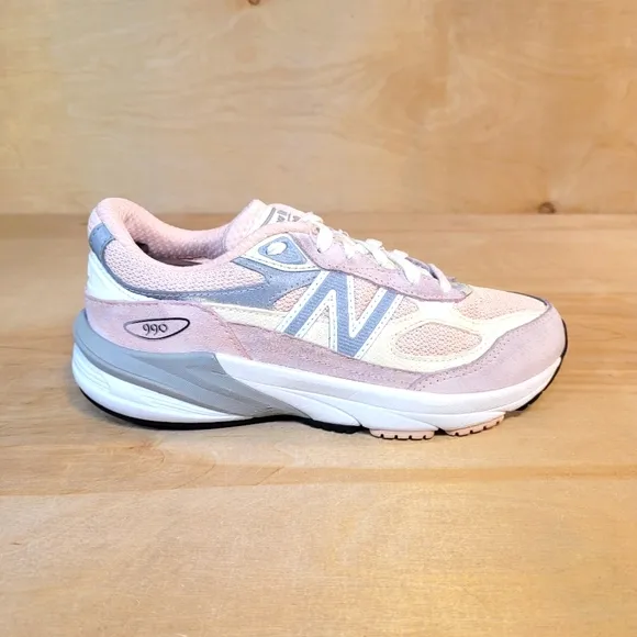 New Balance 990v6 Pink Haze And Gray Sneakers with Athletic Silhouette Size 2Y