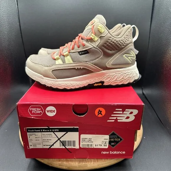 New Balance Fresh Foam X Hierro Mid GTX Womens Size 7 2E Wide Hiking Boots Brown