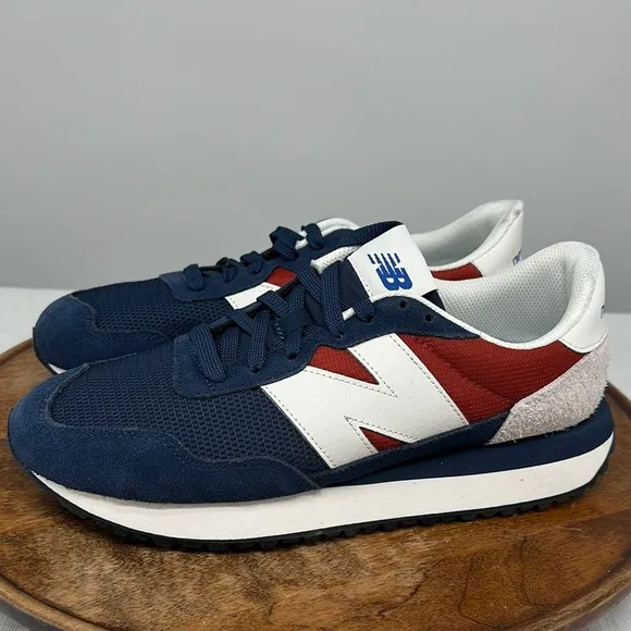 New Balance Shoes Mens 9.5 Wm 11 D 237 Mesh Suede Red White Blue Sneakers