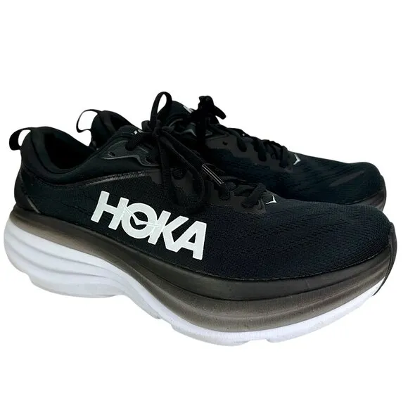 New HOKA Women's Bondi 8 Black Mesh Comfortable Running Shoes 1127952 Size 10.5