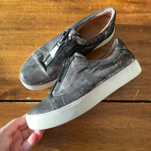 New Nwob Frye Lena Sneakers Metallic Leather Zip Shoes  Size 8