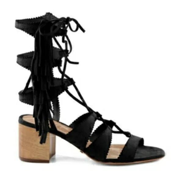 NEW Schutz Donatella Fringe Sandals Black 9