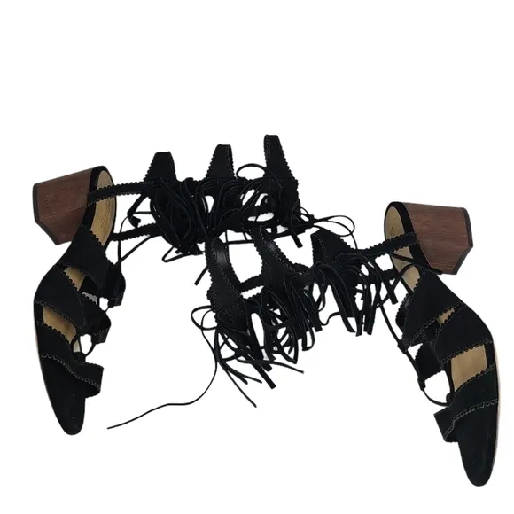 NEW Schutz Donatella Fringe Sandals Black 9