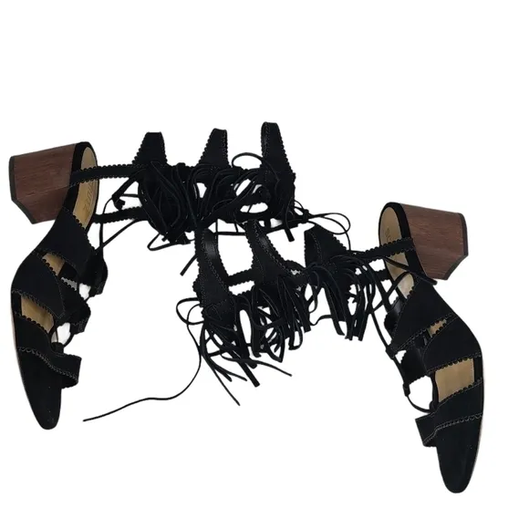 NEW Schutz Donatella Fringe Sandals Black 9