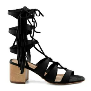 NEW Schutz Donatella Fringe Sandals Black 9