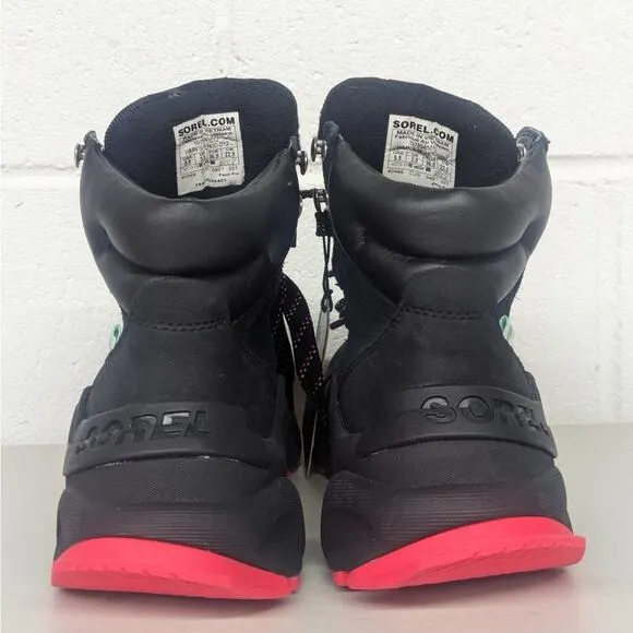 New Sorel kinetic Rngd black red waterproof snow caribou boot conquest  SZ 5.5