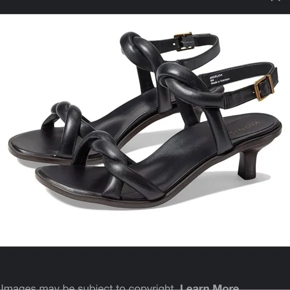 New Vionic Angelica black Leather Ankle‎ Strap Sandals NEW