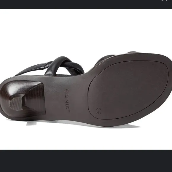 New Vionic Angelica black Leather Ankle‎ Strap Sandals NEW