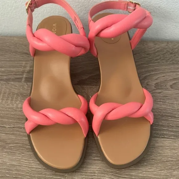 NEW Vionic Angelica Puffy Strap Heel Sandal in Shell Pink, Size 9.5