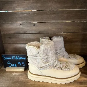 New Womens Sam Edelman Orelia Ivory Shearling Ankle Winter Snow Boots Size 9.5 M